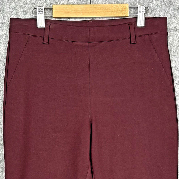 Quince Minimalist Stretch Ankle Ponte Pants Trousers Womens MP Burgundy Office - Picture 2 of 10